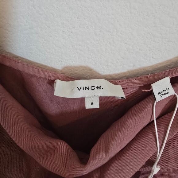 Vince Twist Front Camisole Slip Midi Dress Dusty Rose Pink Ombre NEW $325 Sz 8 - Picture 14 of 16